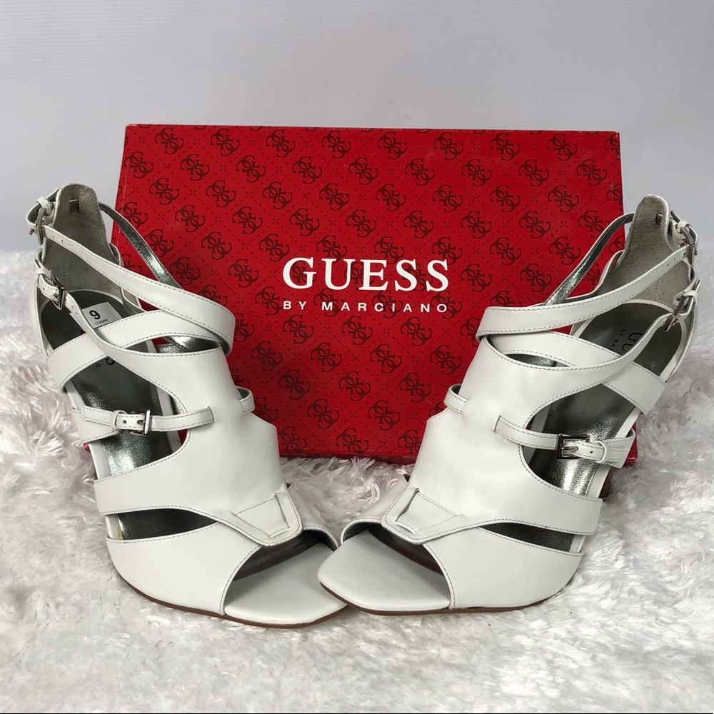 Guess White Peep Toe High Heels